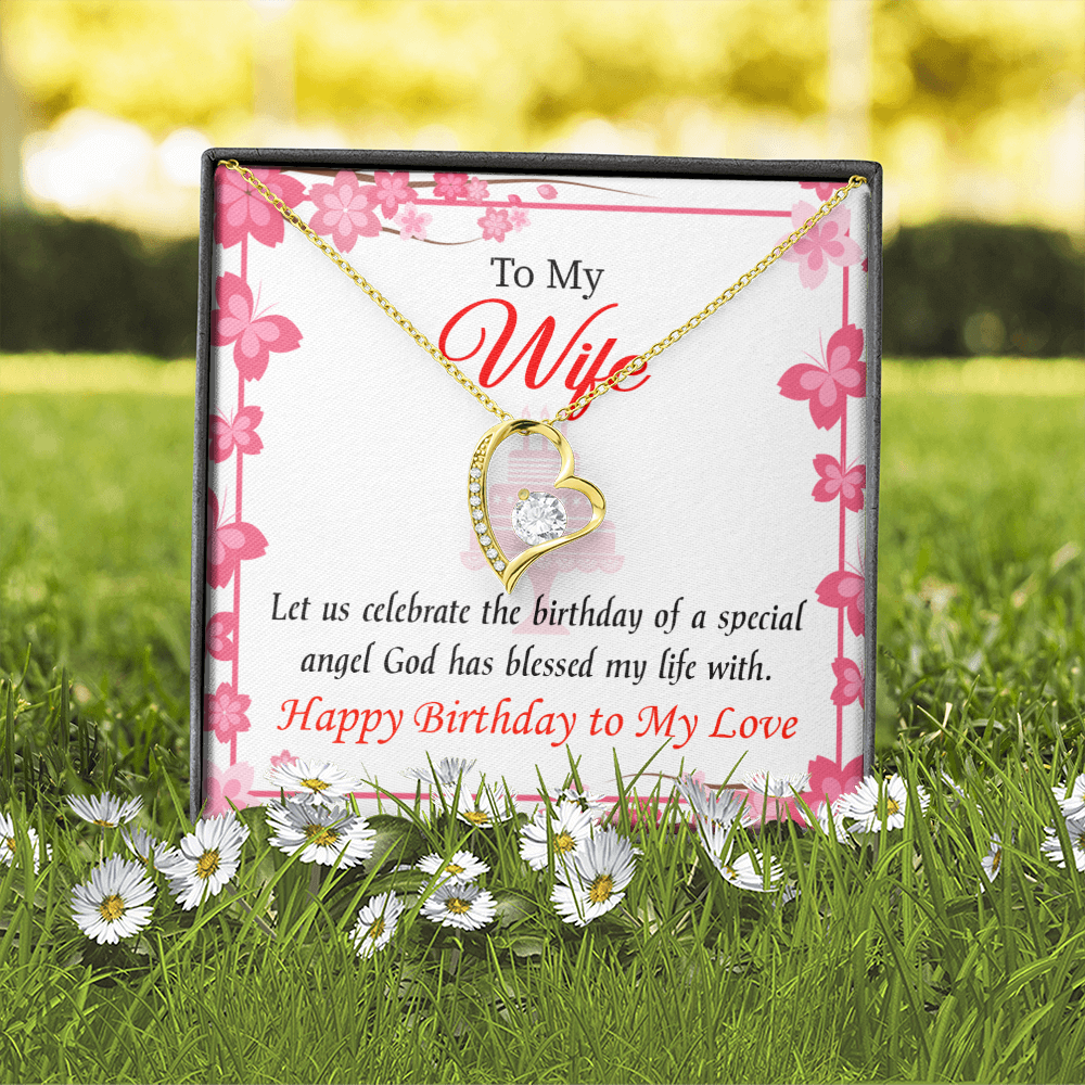 To My Wife Love and Affection Birthday Message Forever Necklace w Message Card-Express Your Love Gifts