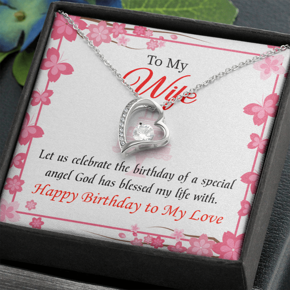 To My Wife Love and Affection Birthday Message Forever Necklace w Message Card-Express Your Love Gifts