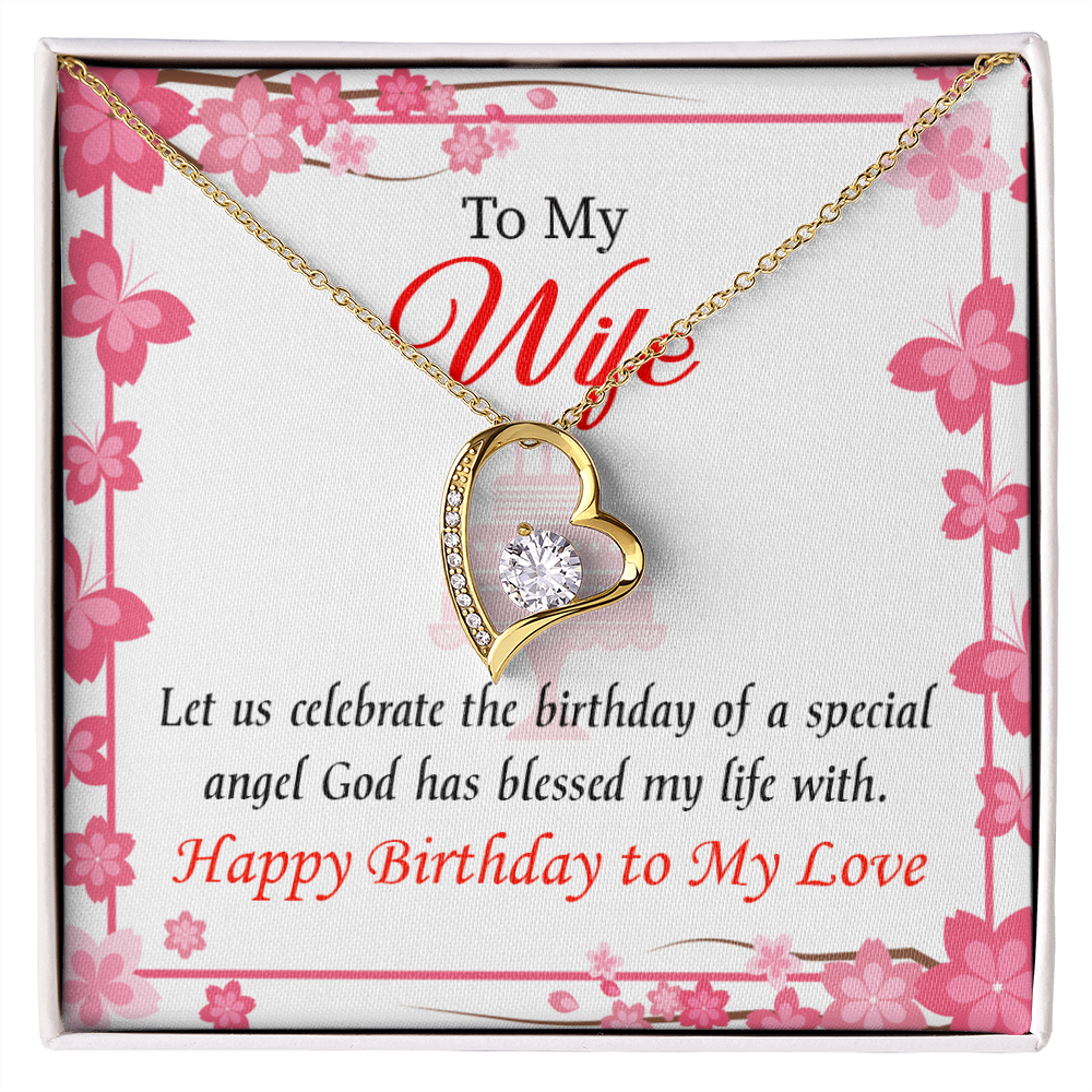 To My Wife Love and Affection Birthday Message Forever Necklace w Message Card-Express Your Love Gifts