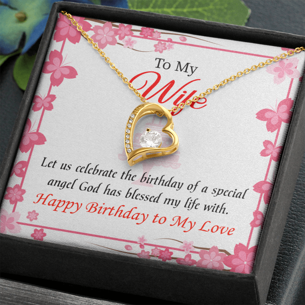 To My Wife Love and Affection Birthday Message Forever Necklace w Message Card-Express Your Love Gifts