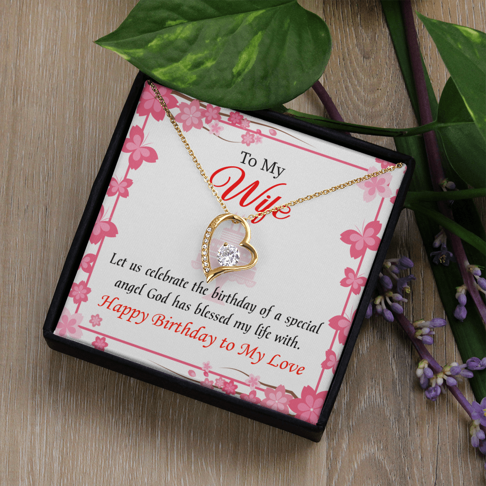 To My Wife Love and Affection Birthday Message Forever Necklace w Message Card-Express Your Love Gifts