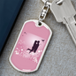 To My Wife Love Couple Pink Floral Keychain Stainless Steel or 18k Gold Dog Tag Keyring-Express Your Love Gifts
