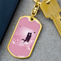 To My Wife Love Couple Pink Floral Keychain Stainless Steel or 18k Gold Dog Tag Keyring-Express Your Love Gifts