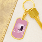 To My Wife Love Couple Pink Floral Keychain Stainless Steel or 18k Gold Dog Tag Keyring-Express Your Love Gifts