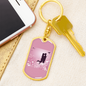 To My Wife Love Couple Pink Floral Keychain Stainless Steel or 18k Gold Dog Tag Keyring-Express Your Love Gifts