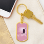 To My Wife Love Couple Pink Floral Keychain Stainless Steel or 18k Gold Dog Tag Keyring-Express Your Love Gifts