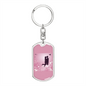 To My Wife Love Couple Pink Floral Keychain Stainless Steel or 18k Gold Dog Tag Keyring-Express Your Love Gifts