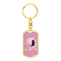 To My Wife Love Couple Pink Floral Keychain Stainless Steel or 18k Gold Dog Tag Keyring-Express Your Love Gifts