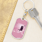 To My Wife Love Couple Pink Floral Keychain Stainless Steel or 18k Gold Dog Tag Keyring-Express Your Love Gifts