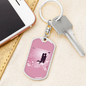 To My Wife Love Couple Pink Floral Keychain Stainless Steel or 18k Gold Dog Tag Keyring-Express Your Love Gifts