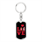 To My Wife Love Gnomes Red Keychain Stainless Steel or 18k Gold Dog Tag Keyring-Express Your Love Gifts