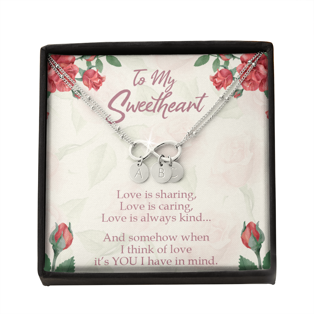 To My Wife Love Is Sharing Infinity Bracelet With Initial Charms-Express Your Love Gifts