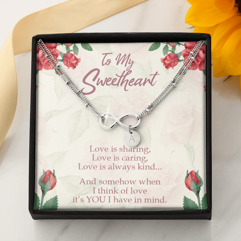 To My Wife Love Is Sharing Infinity Bracelet With Initial Charms-Express Your Love Gifts