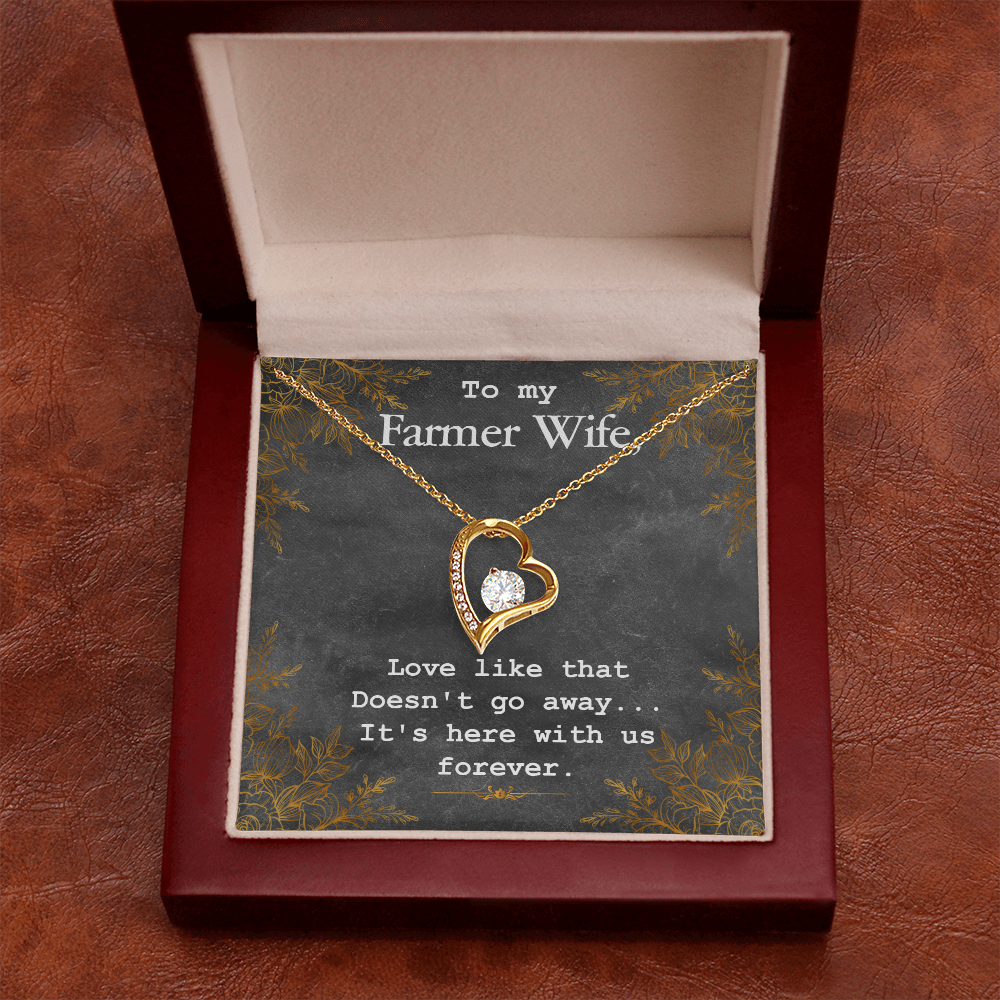 To My Wife Love Like That Doesn't Go Away Farmer Wife Forever Necklace w Message Card-Express Your Love Gifts