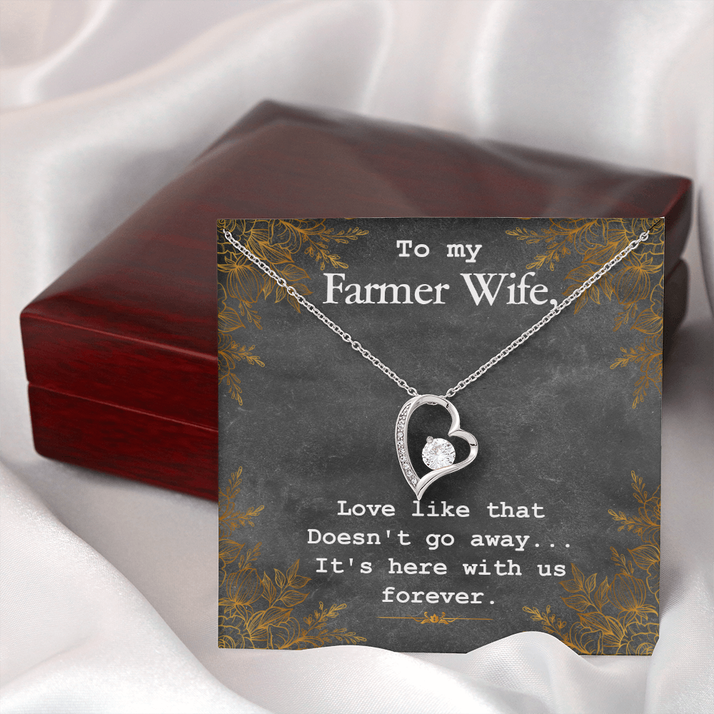To My Wife Love Like That Doesn't Go Away Farmer Wife Forever Necklace w Message Card-Express Your Love Gifts