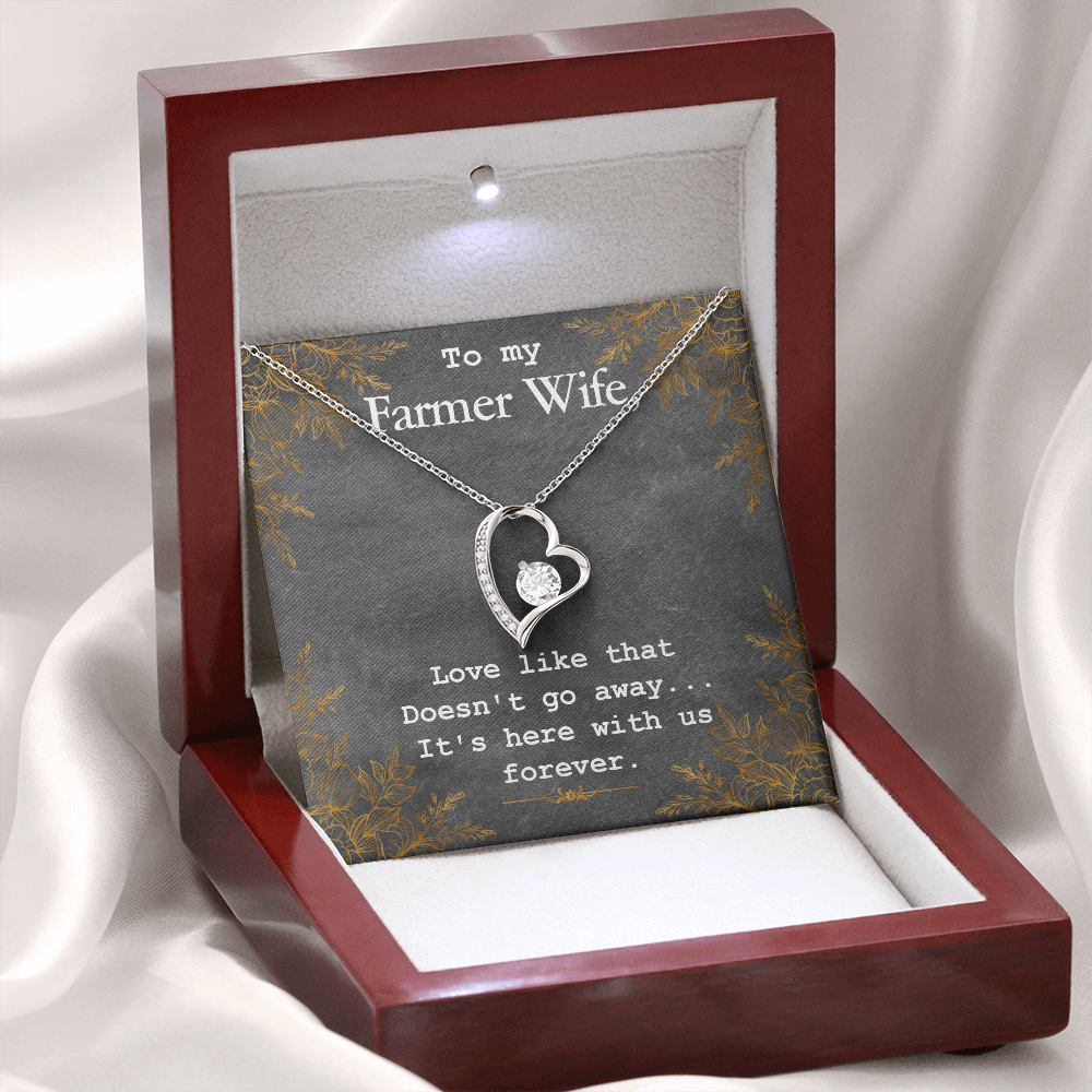 To My Wife Love Like That Doesn't Go Away Farmer Wife Forever Necklace w Message Card-Express Your Love Gifts