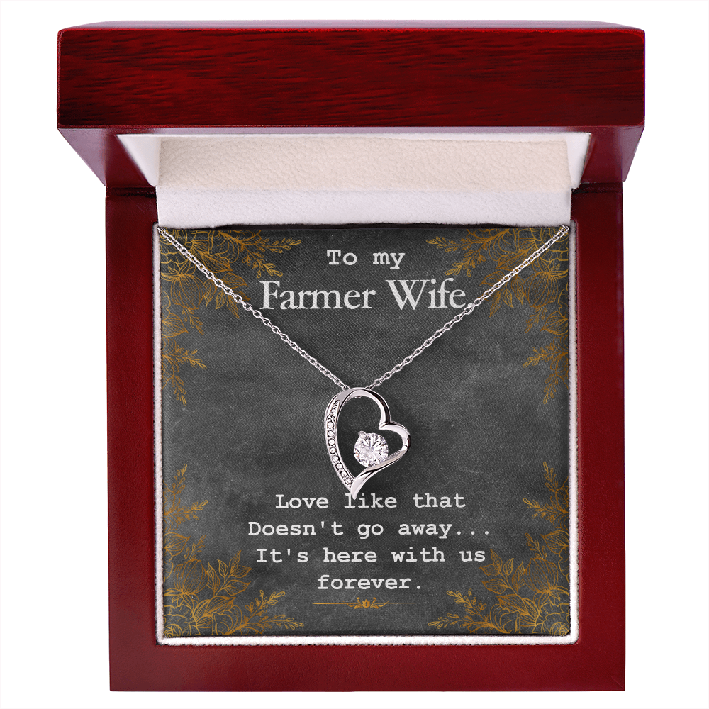 To My Wife Love Like That Doesn't Go Away Farmer Wife Forever Necklace w Message Card-Express Your Love Gifts
