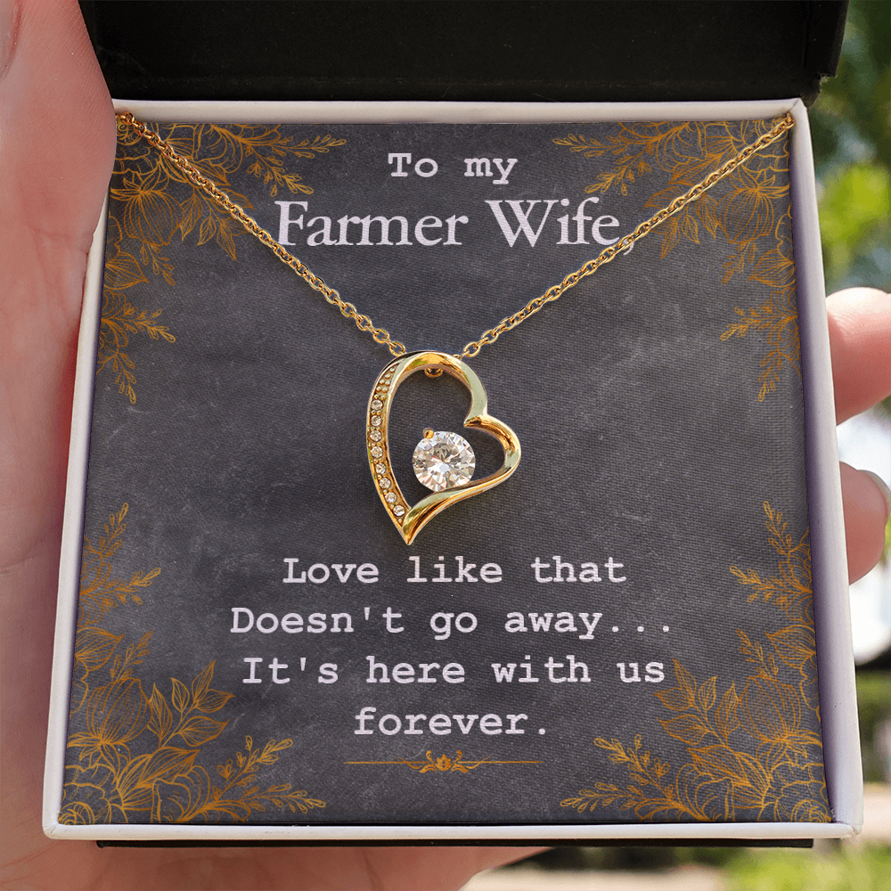To My Wife Love Like That Doesn't Go Away Farmer Wife Forever Necklace w Message Card-Express Your Love Gifts