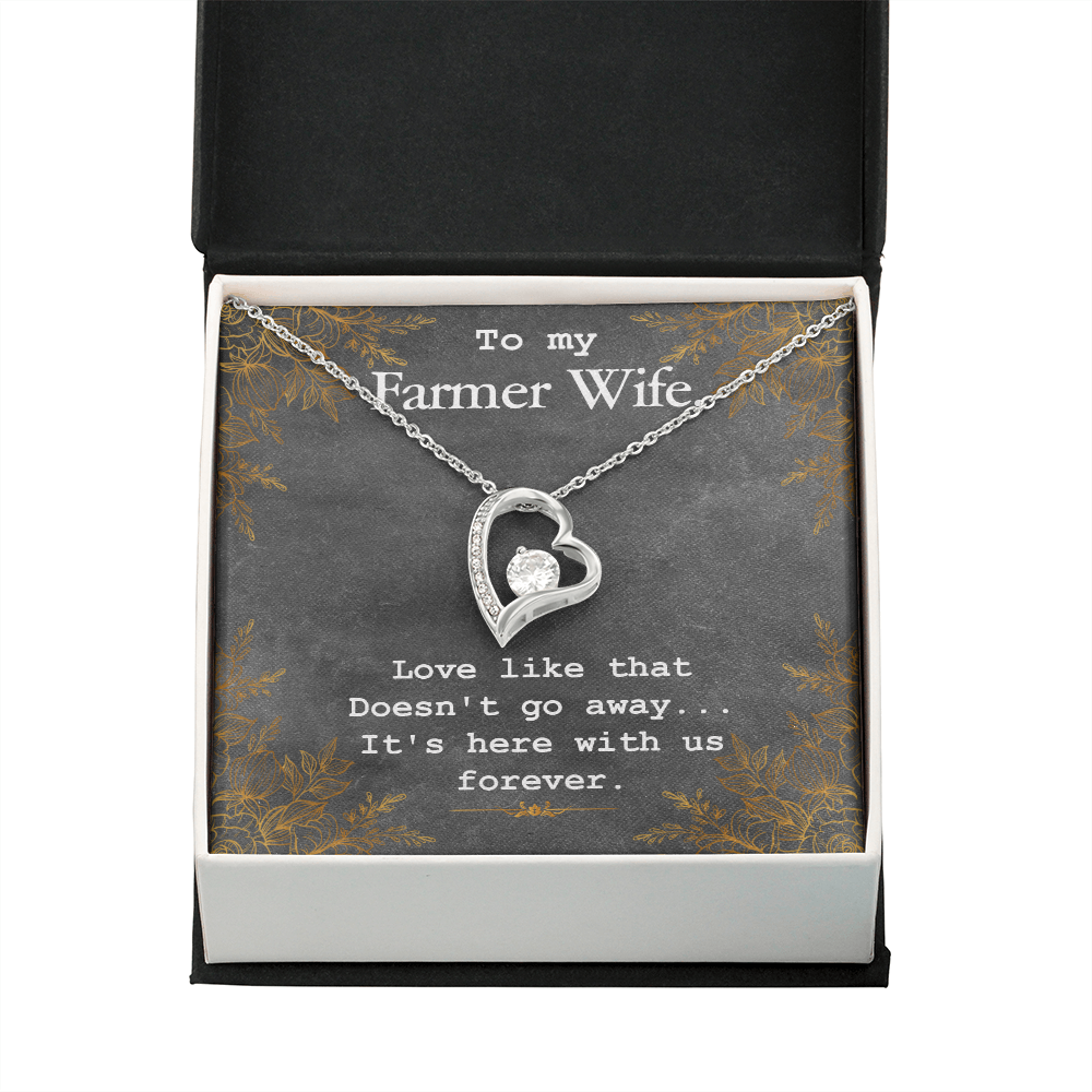 To My Wife Love Like That Doesn't Go Away Farmer Wife Forever Necklace w Message Card-Express Your Love Gifts