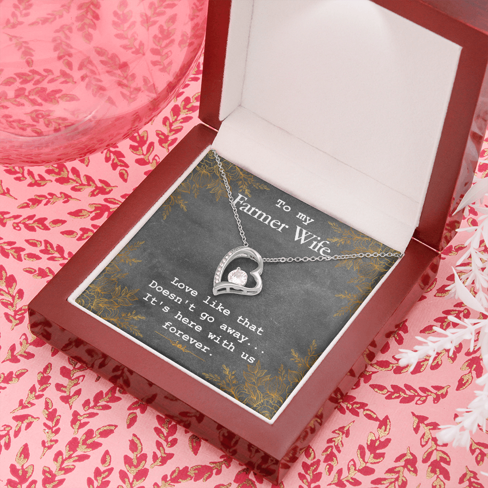 To My Wife Love Like That Doesn't Go Away Farmer Wife Forever Necklace w Message Card-Express Your Love Gifts