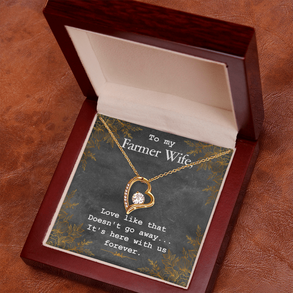 To My Wife Love Like That Doesn't Go Away Farmer Wife Forever Necklace w Message Card-Express Your Love Gifts