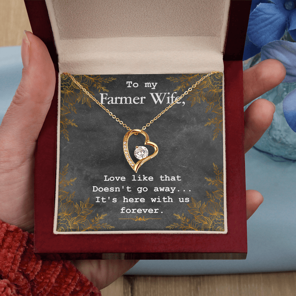 To My Wife Love Like That Doesn't Go Away Farmer Wife Forever Necklace w Message Card-Express Your Love Gifts