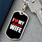 To My Wife Love My Awesome Wife Black Keychain Stainless Steel or 18k Gold Dog Tag Keyring-Express Your Love Gifts