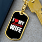 To My Wife Love My Awesome Wife Black Keychain Stainless Steel or 18k Gold Dog Tag Keyring-Express Your Love Gifts
