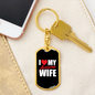 To My Wife Love My Awesome Wife Black Keychain Stainless Steel or 18k Gold Dog Tag Keyring-Express Your Love Gifts
