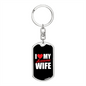 To My Wife Love My Awesome Wife Black Keychain Stainless Steel or 18k Gold Dog Tag Keyring-Express Your Love Gifts