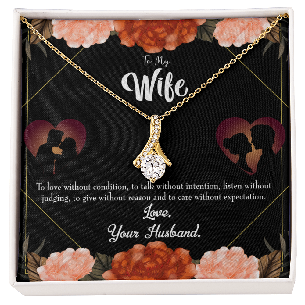 To My Wife Love Talk Listen Alluring Ribbon Necklace Message Card-Express Your Love Gifts