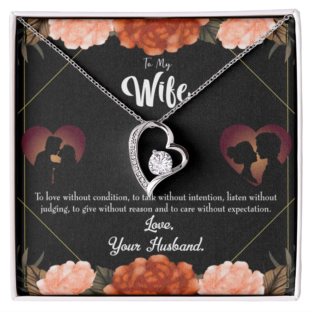 To My Wife Love Talk Listen Forever Necklace w Message Card-Express Your Love Gifts