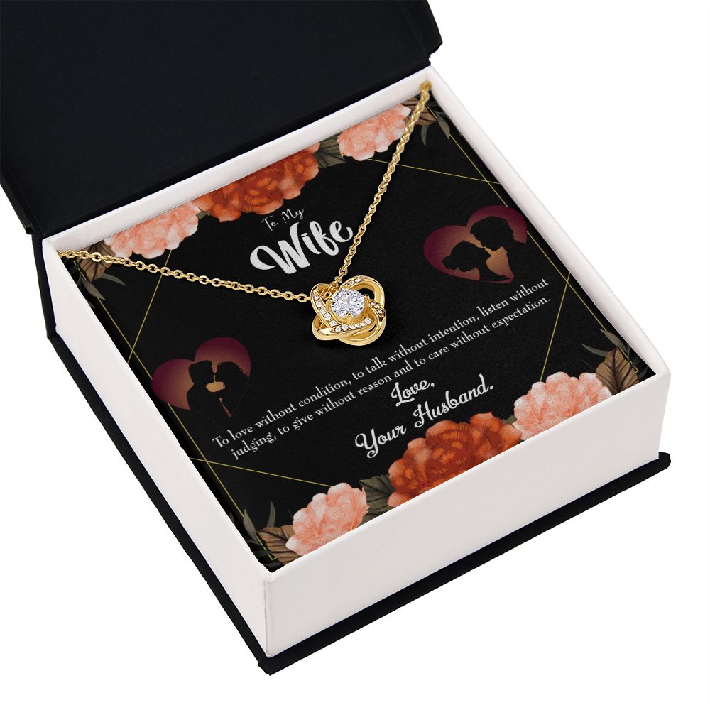 To My Wife Love Talk Listen Infinity Knot Necklace Message Card-Express Your Love Gifts