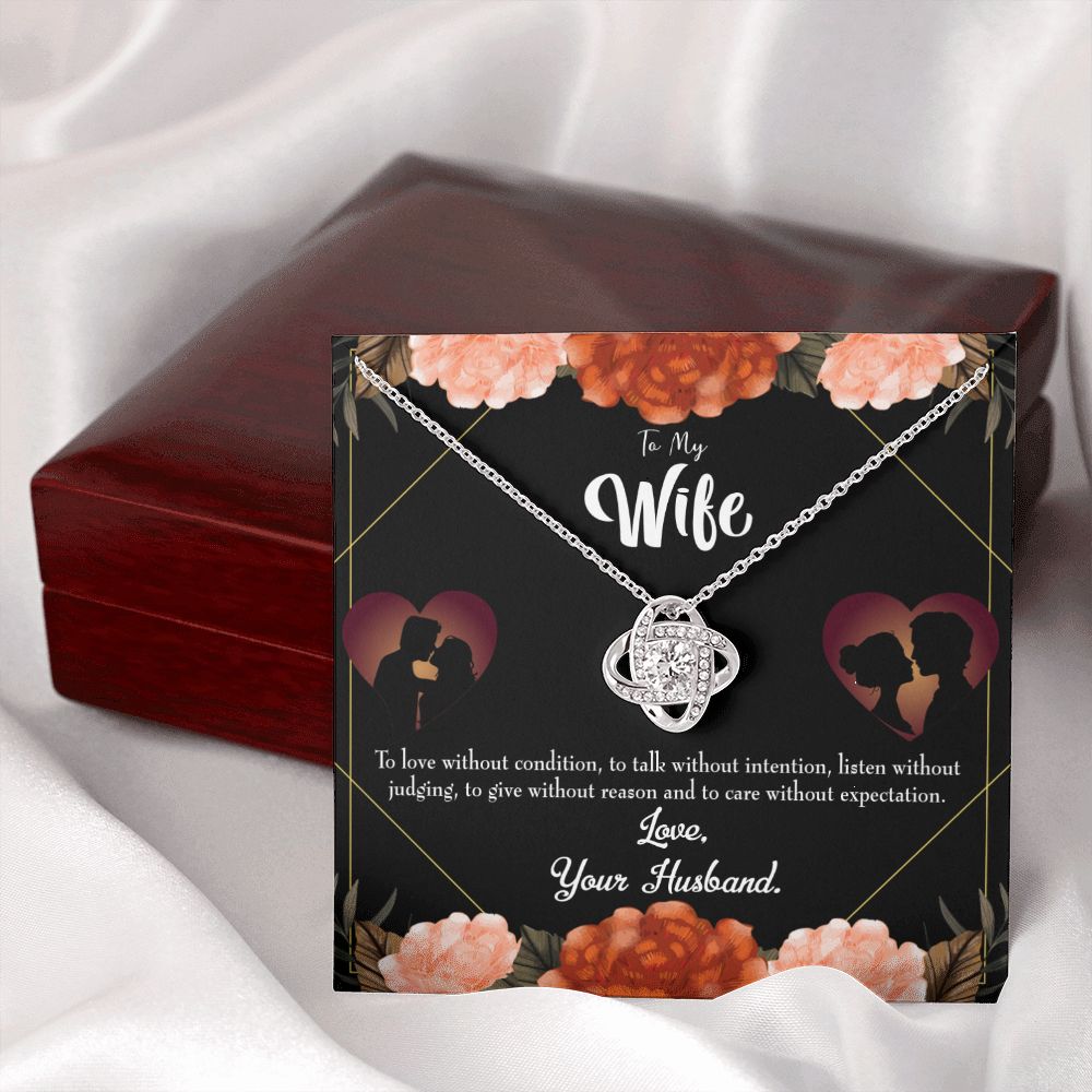 To My Wife Love Talk Listen Infinity Knot Necklace Message Card-Express Your Love Gifts