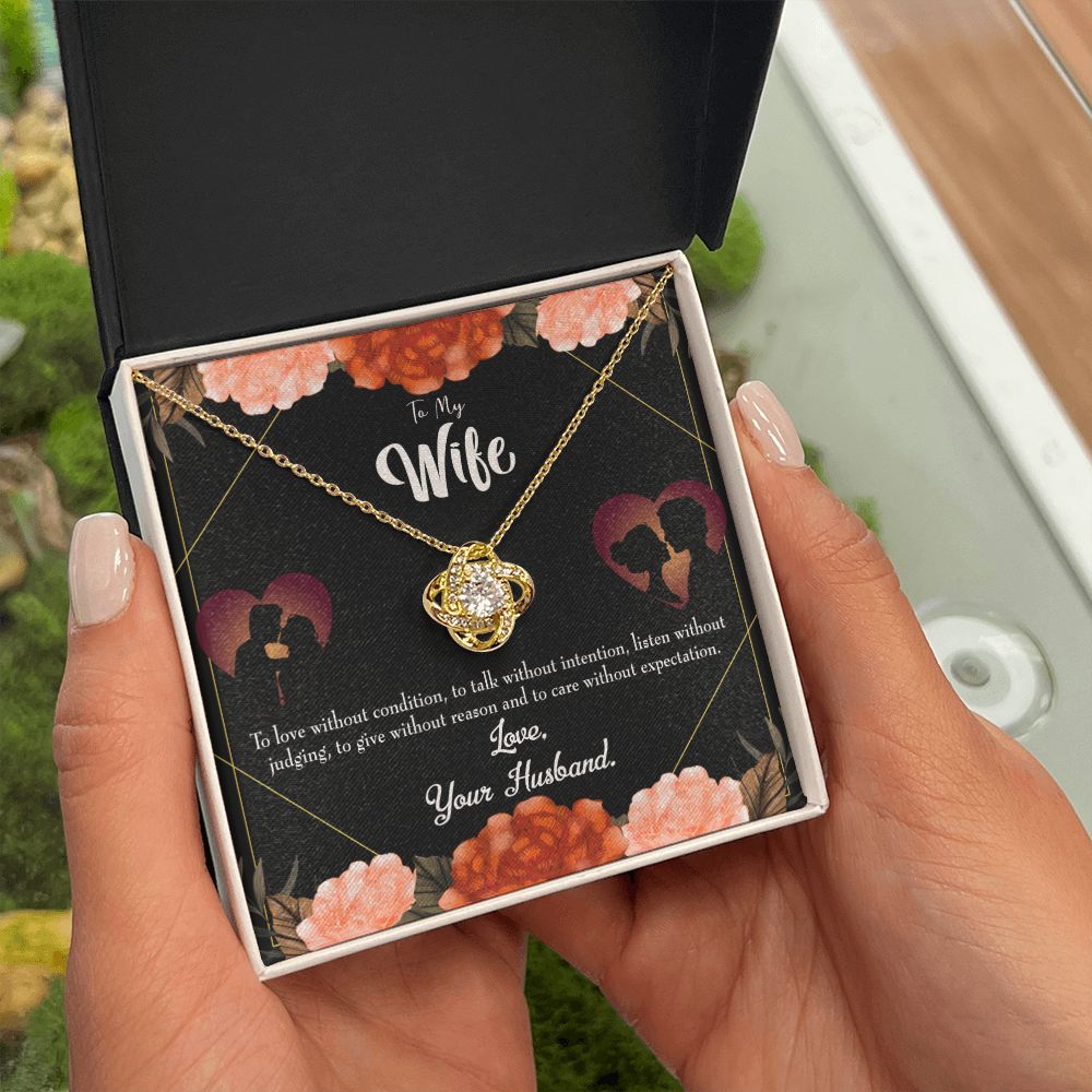 To My Wife Love Talk Listen Infinity Knot Necklace Message Card-Express Your Love Gifts