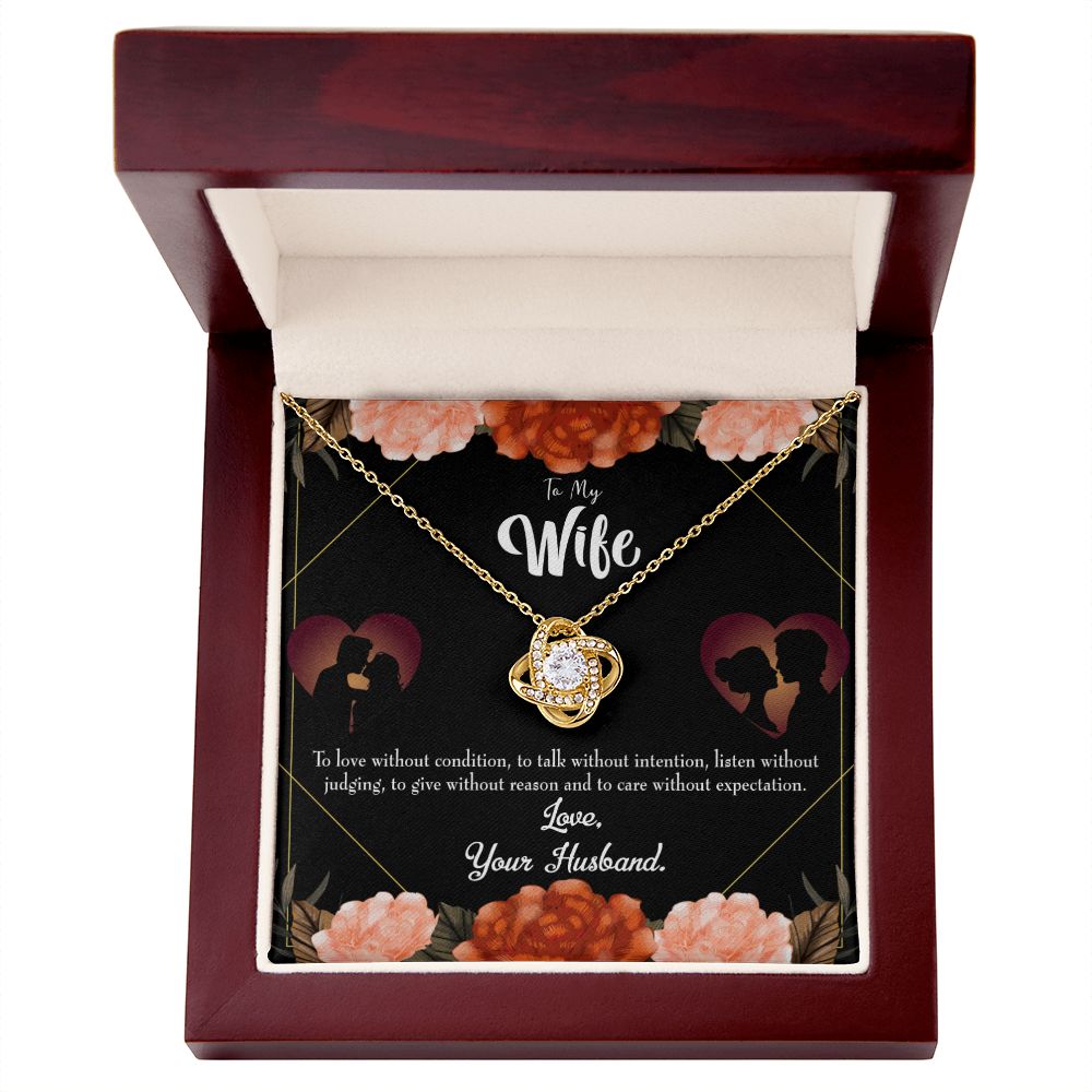 To My Wife Love Talk Listen Infinity Knot Necklace Message Card-Express Your Love Gifts