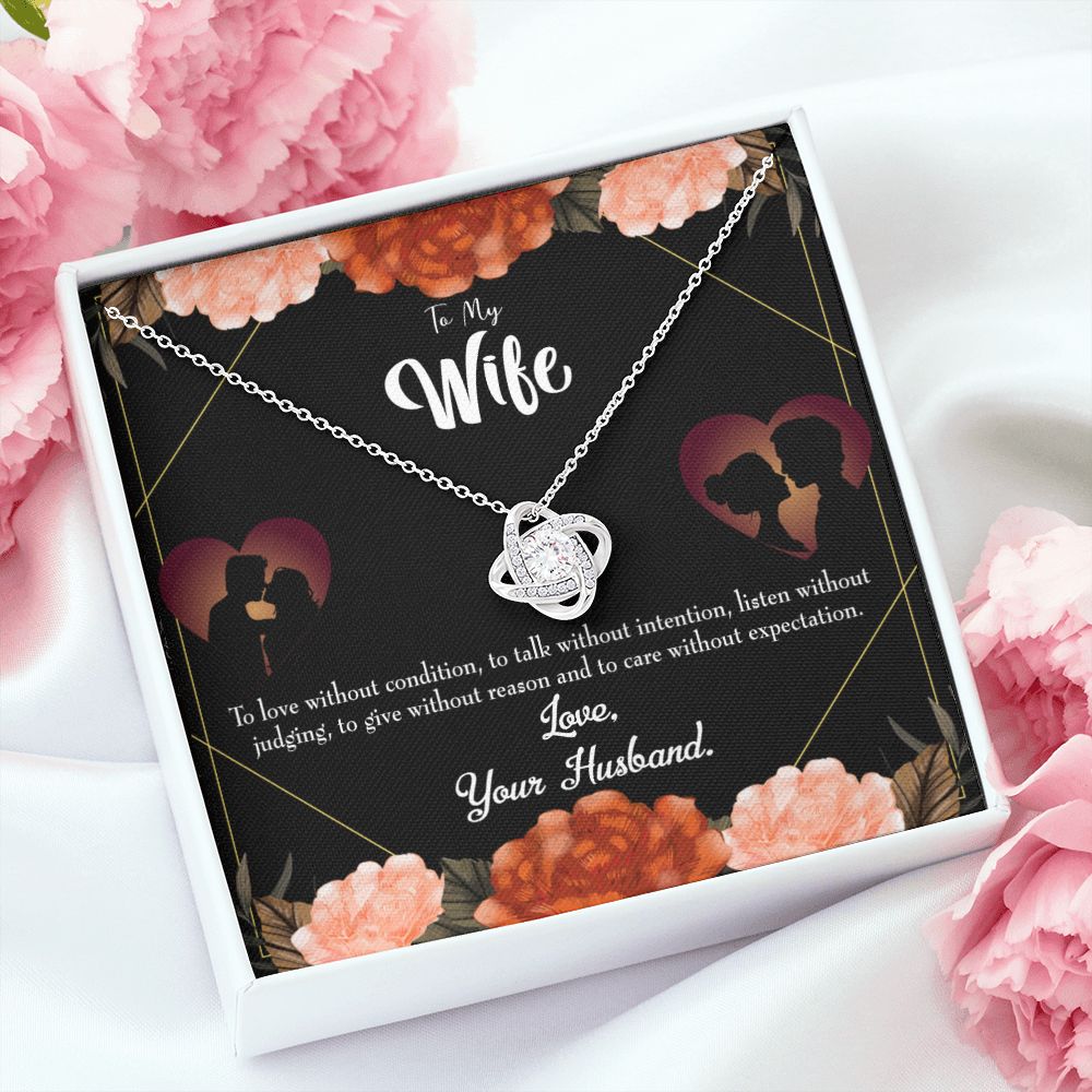 To My Wife Love Talk Listen Infinity Knot Necklace Message Card-Express Your Love Gifts