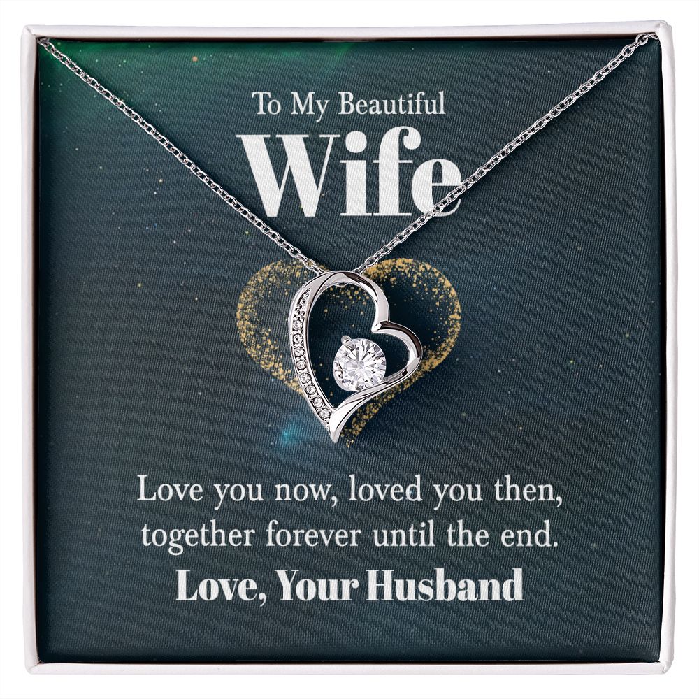To My Wife Love You Now Forever Necklace w Message Card-Express Your Love Gifts
