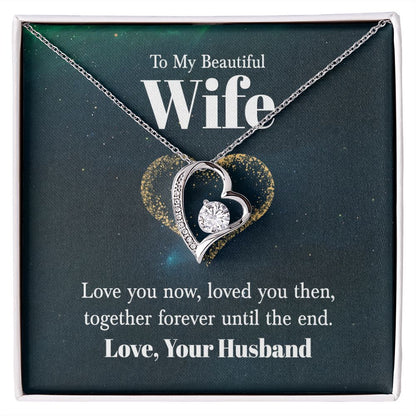 To My Wife Love You Now Forever Necklace w Message Card-Express Your Love Gifts