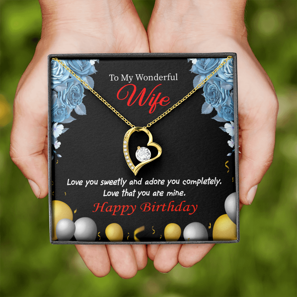 To My Wife Love You Sweetly Birthday Message Forever Necklace w Message Card-Express Your Love Gifts