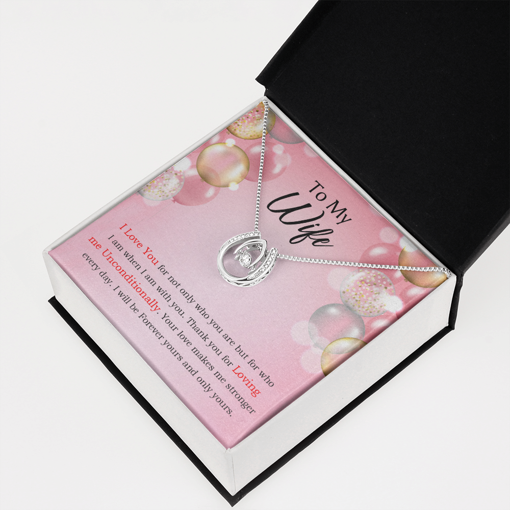 To My Wife Loving Me Unconditionally Lucky Horseshoe Necklace Message Card 14k w CZ Crystals-Express Your Love Gifts
