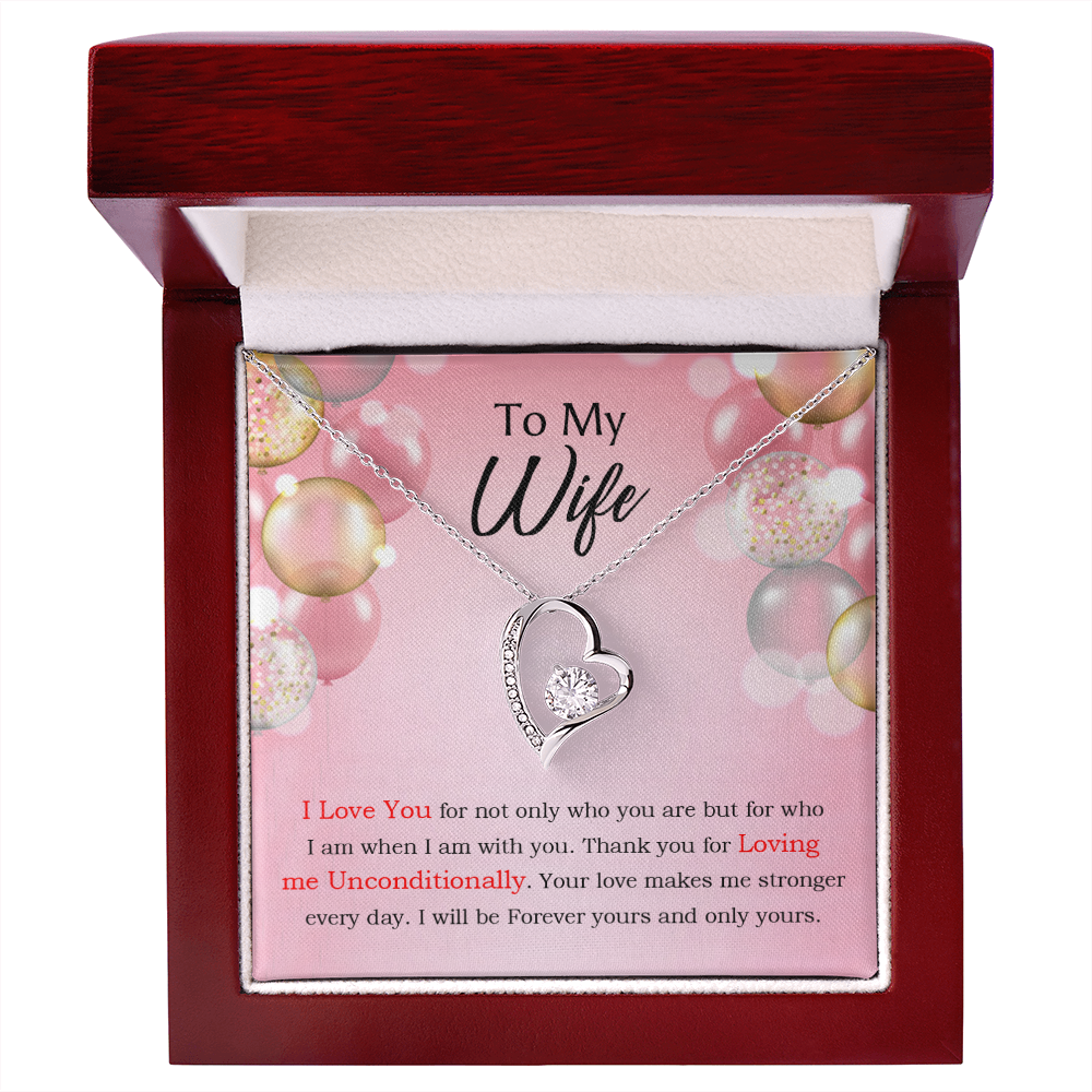 To My Wife Loving Me Unconditionally Message Birthday Forever Necklace w Message Card-Express Your Love Gifts