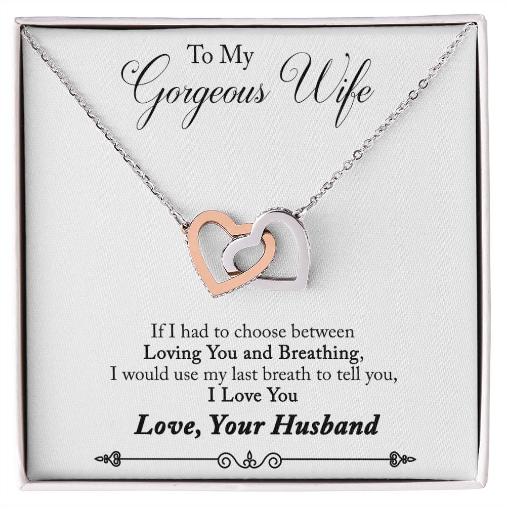To My Wife Loving You and Breathing Inseparable Necklace-Express Your Love Gifts