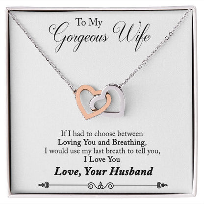 To My Wife Loving You and Breathing Inseparable Necklace-Express Your Love Gifts