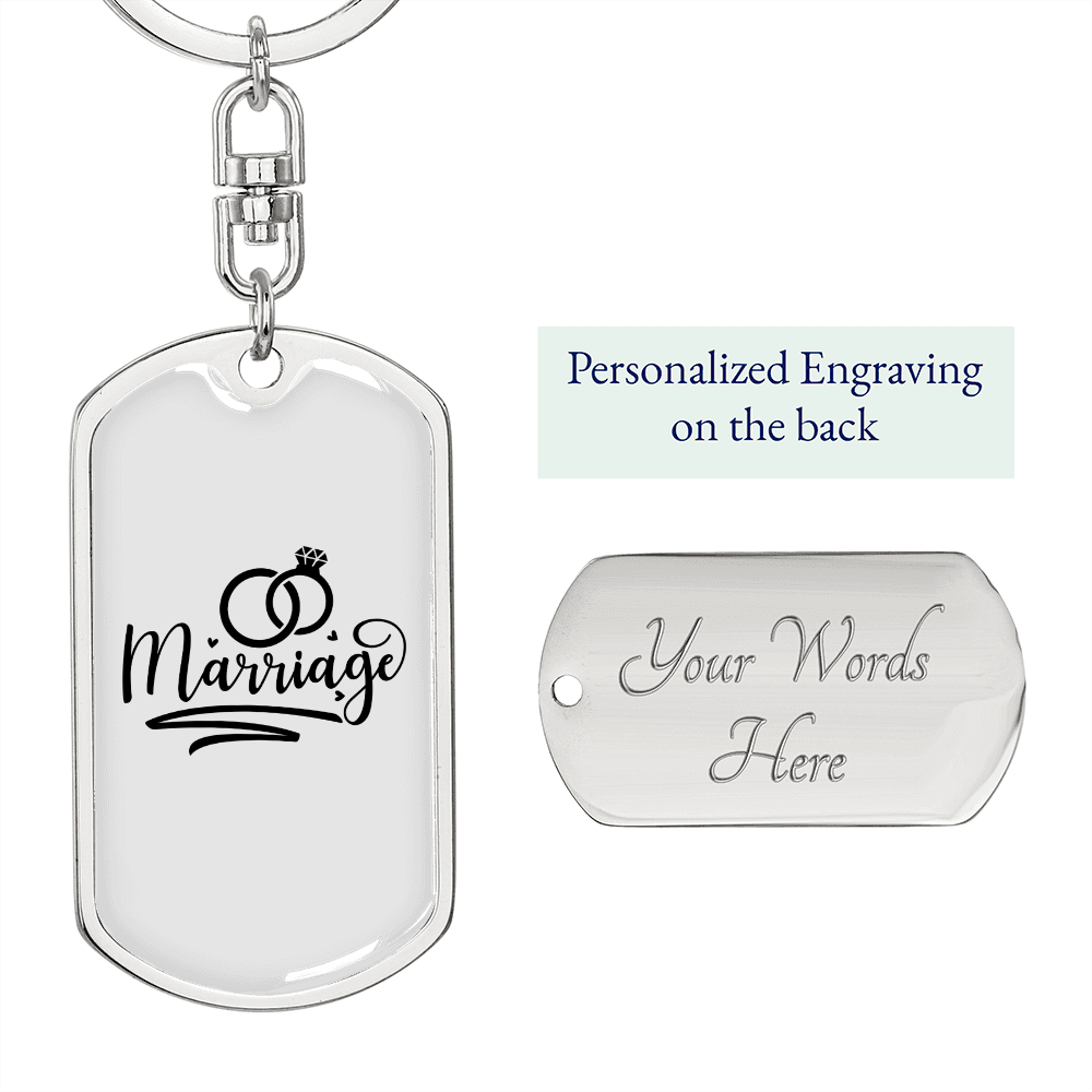 To My Wife Marriage Ring Keychain Stainless Steel or 18k Gold Dog Tag Keyring-Express Your Love Gifts