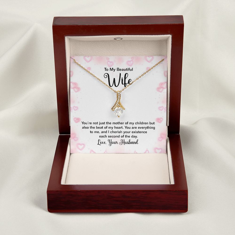 To My Wife Mother of My Children Alluring Ribbon Necklace Message Card-Express Your Love Gifts