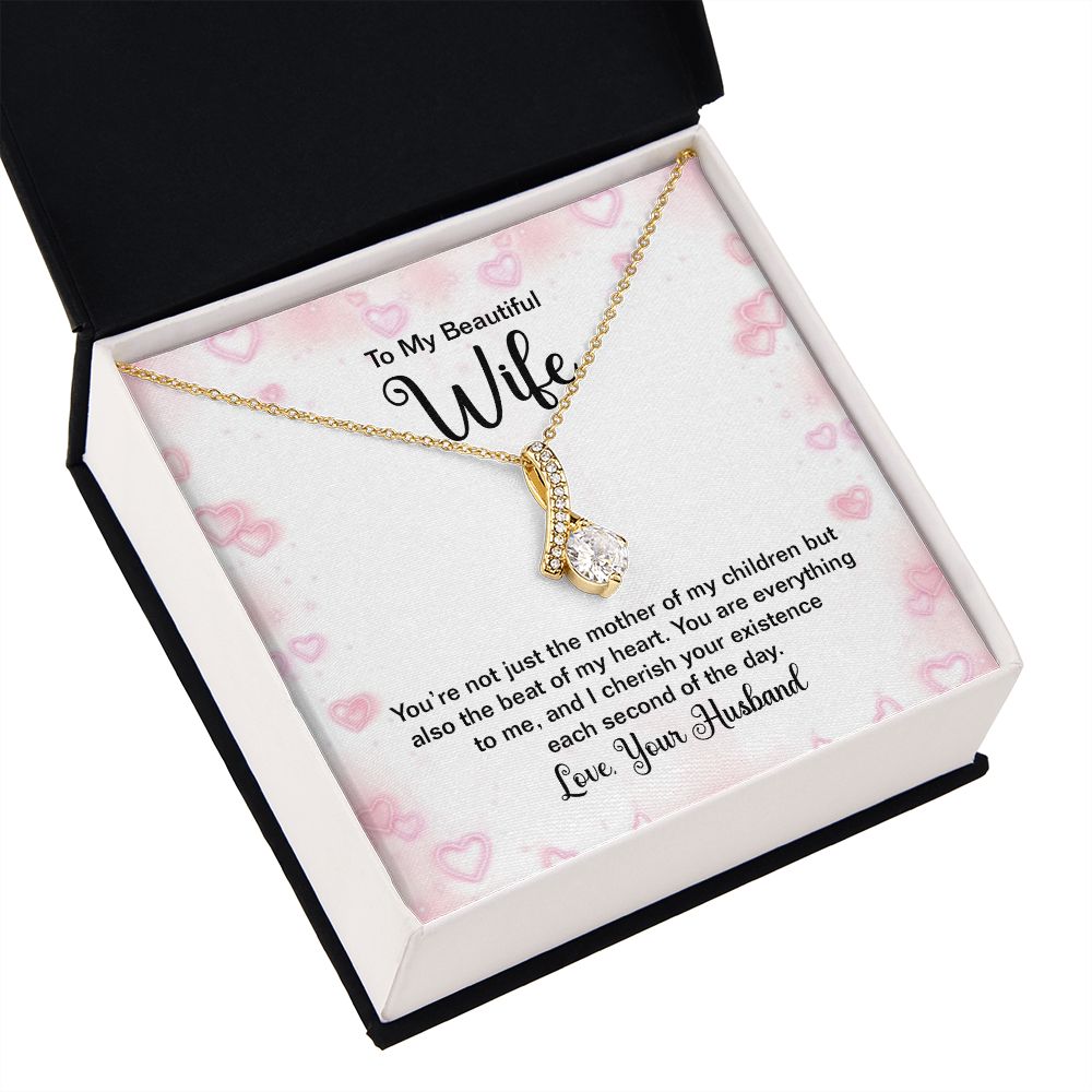 To My Wife Mother of My Children Alluring Ribbon Necklace Message Card-Express Your Love Gifts