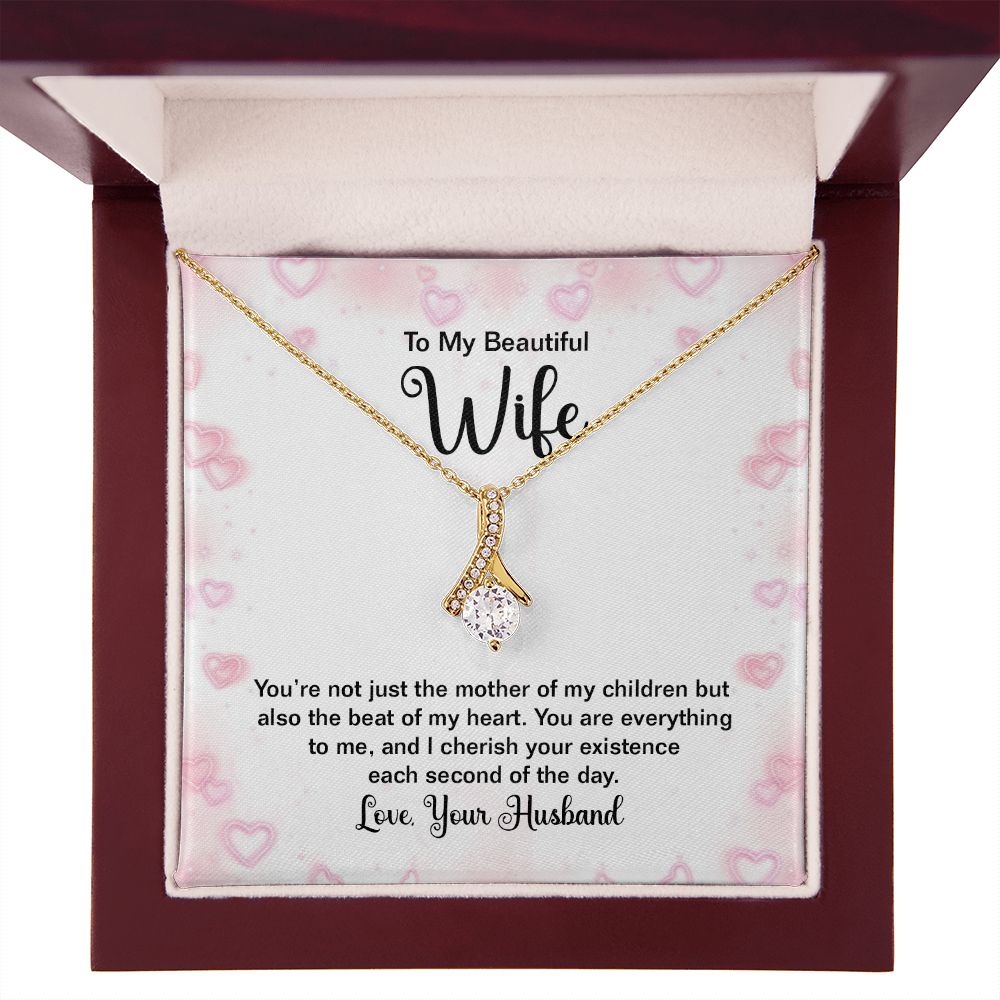 To My Wife Mother of My Children Alluring Ribbon Necklace Message Card-Express Your Love Gifts