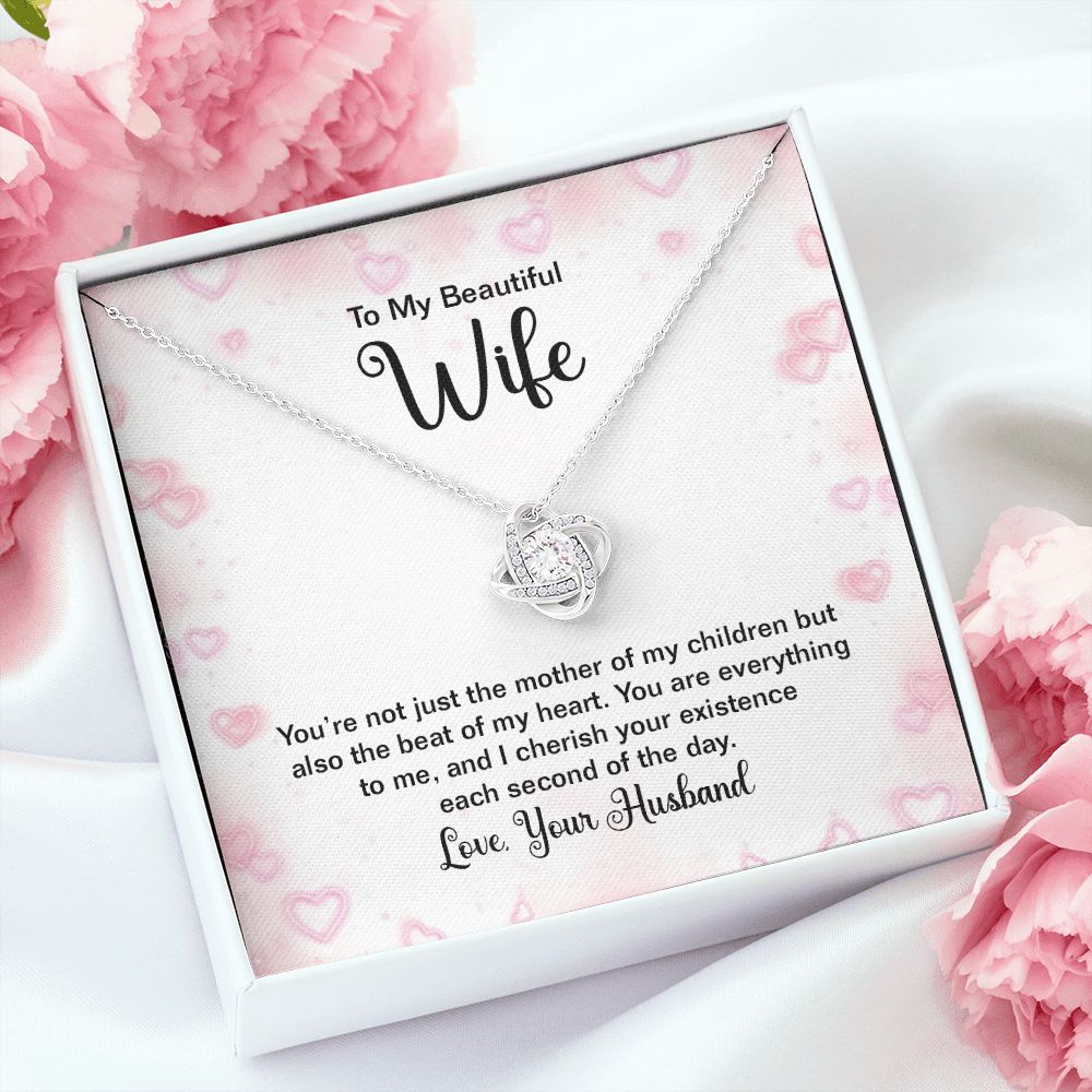 To My Wife Mother of My Children Infinity Knot Necklace Message Card-Express Your Love Gifts