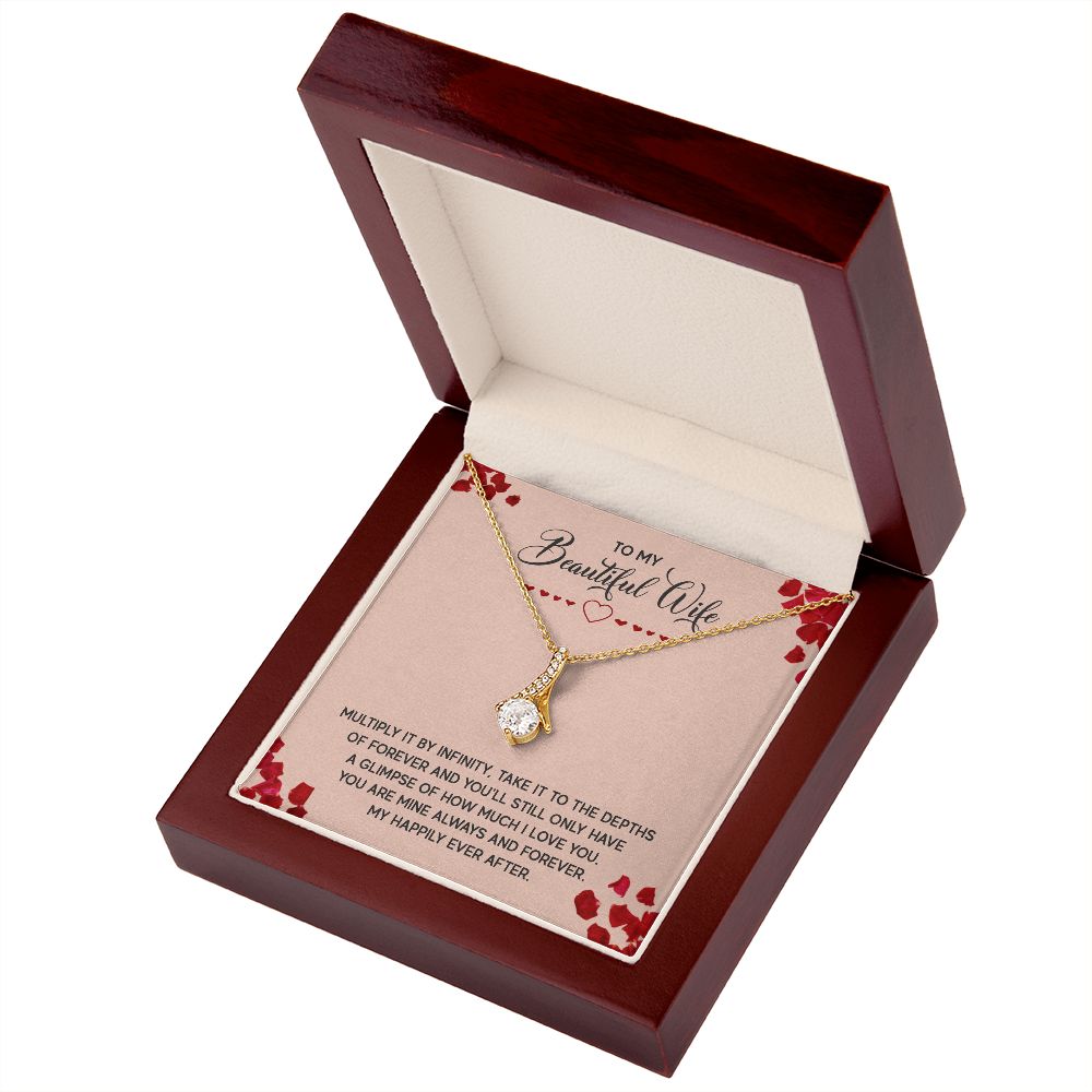 To My Wife Multiply it by Infinity Alluring Ribbon Necklace Message Card-Express Your Love Gifts